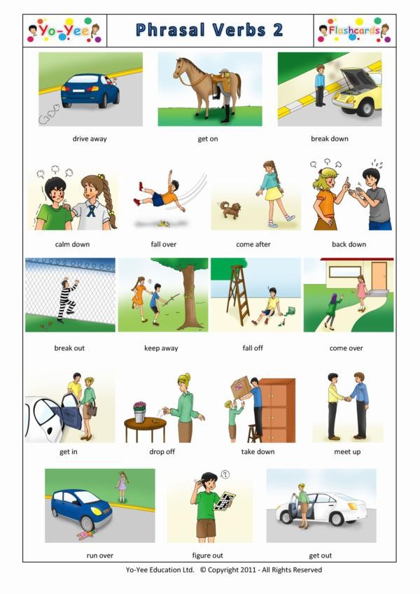 Phrasal Verbs Flashcards For Kids Set 2